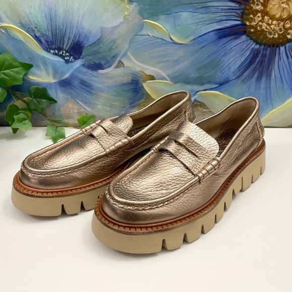 New Pedro Garcia Sebas Lug Penny Loafer in Gold 39.5 / US 9.5 - Picture 4 of 16